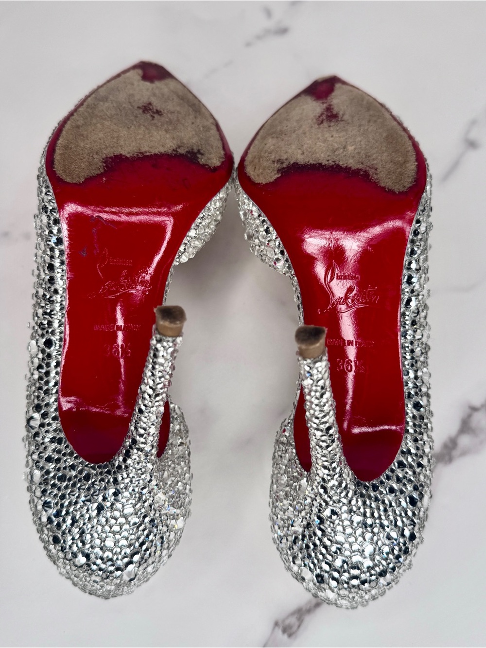 Christian Louboutin Iriza Silver Strass Crystal Heels Size 36.5 / 6.5 - Picture 15 of 16